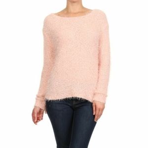 NEW In Style Eyelash Knit Pink Sweater